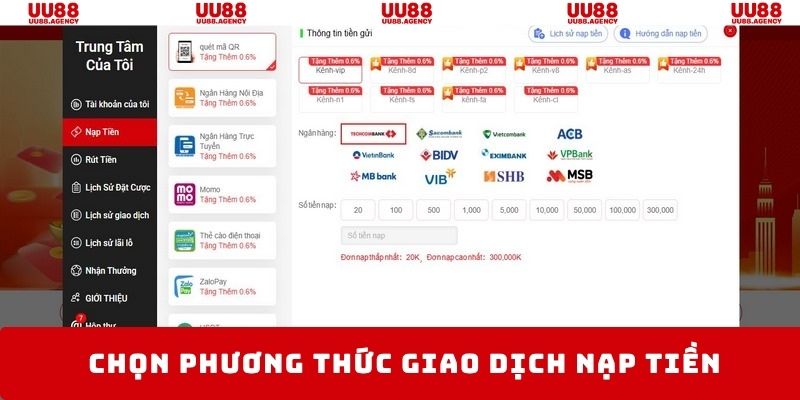Chọn phương thức phù hợp để nạp tiền UU88 hiệu quả cao